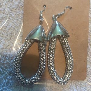 Silver Rhinestone loop earrings